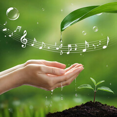 hand holding green plant