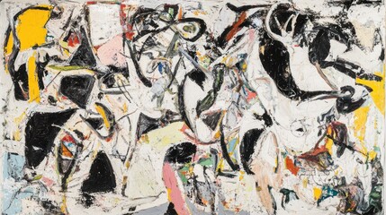 Fototapeta premium Abstract expressionist artwork with dynamic colors and forms.