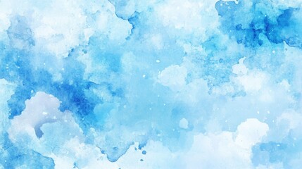 Fototapeta premium High - resolution Cartoon with Blue Sky and White Clouds. In Anime and Watercolor Style, on a Minimalist, Solid - color Background, Free from Text, with a Japanese Manga - feel.