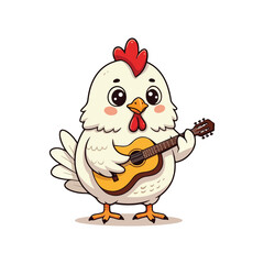 Cute Chicken Hen Standing Cartoon Vector Icon Illustration Animal Nature Icon Isolated Flat Vector