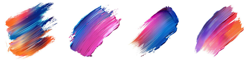 Collection of 3d Brushstroke gradient texture brush isolated on transparent or white background