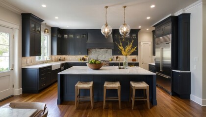 Transitional kitchen blending traditional and modern design