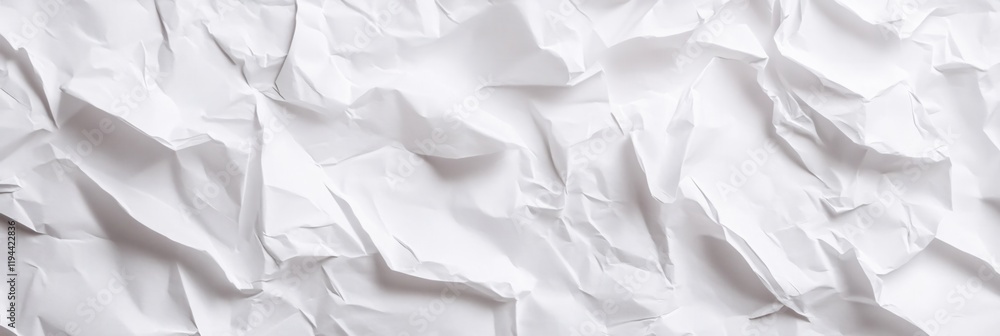 Poster crumpled white paper texture background abstract design element