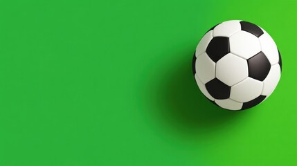 A clean and vibrant presentation of a classic soccer ball, resting on a bright green background for a dynamic and sporty design
