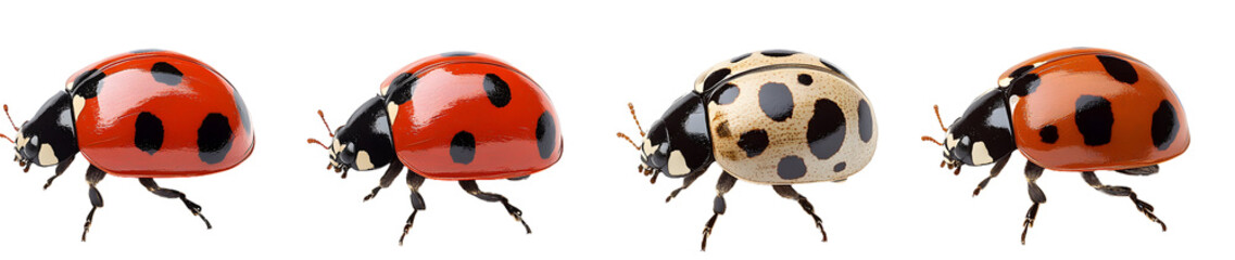 Fototapeta premium Ladybugs Collection Isolated on White Background
