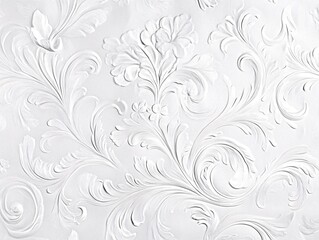 Elegant White Floral Embossed Design Texture Background