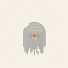 Abstract fingerprint design with concentric circles and vertical lines, minimalist style.