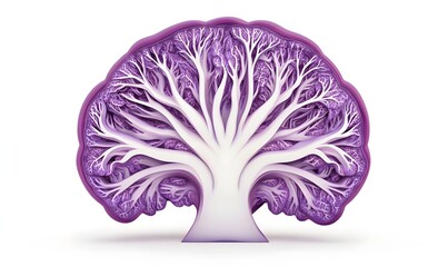 Obraz premium Purple cauliflower cross-section, isolated on white.