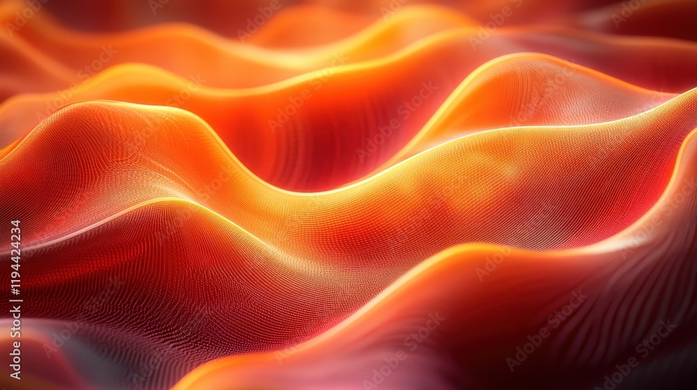 Poster abstract red and orange wavy texture of mesmerizing fluid patterns