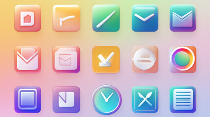 Office work nine to five icon set gradient emboss