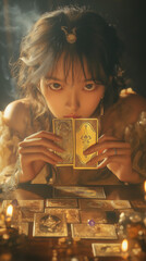 占い師の真剣な眼差し - タロットカードリーディング　秘密を語るタロット - 占い師との対話