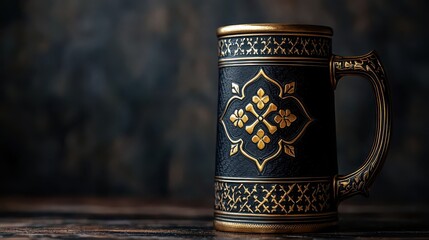 Elegant Ornate Beer Stein with Intricate Gold Detailing and Vintage Charm