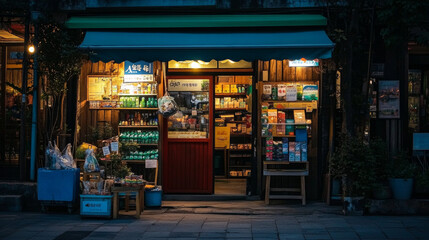 Eco local store interior at night