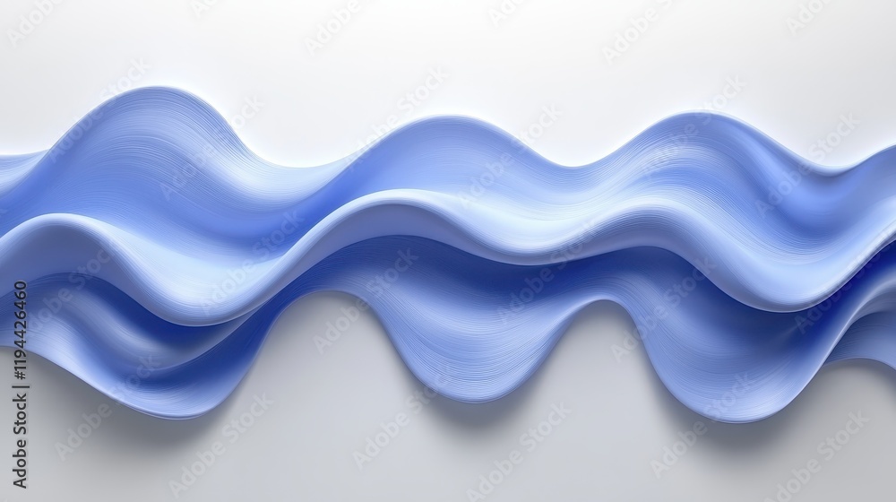 Poster abstract 3d blue wave pattern with fluid curves and smooth texture