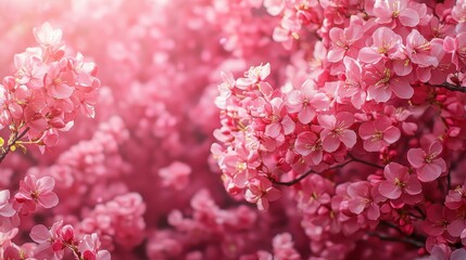 Fototapeta premium Vibrant pink cherry blossoms in full bloom on a sunny day