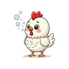 Cute Chicken Hen Standing Cartoon Vector Icon Illustration Animal Nature Icon Isolated Flat Vector