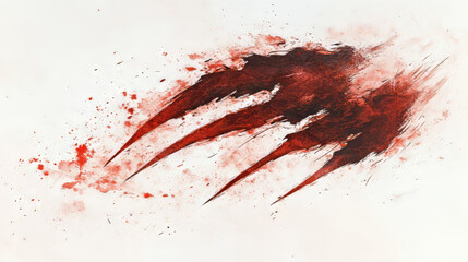 Bloody claw scratch marks set isolated on white background. Vector realistic illustration of wild beast, Halloween monster, lion, tiger, bear paw trace with red stains and drops on damaged surface