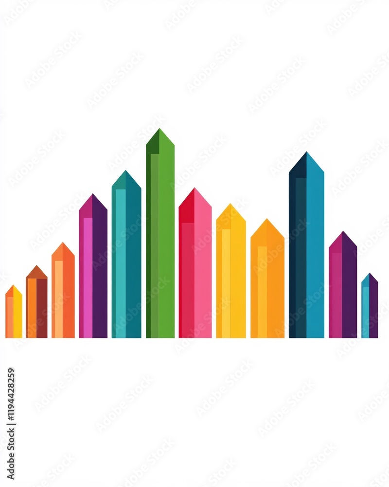 Aufkleber colorful abstract bar graph showing growth progress data visualization chart