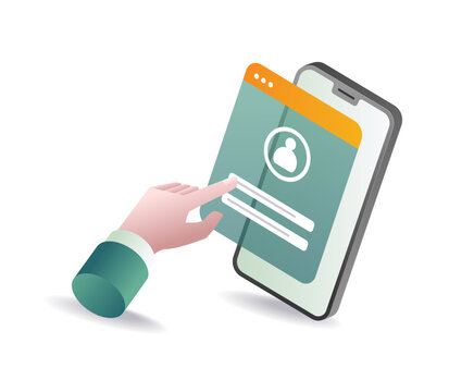 Hands open smartphone personal account password