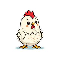 Cute Chicken Hen Standing Cartoon Vector Icon Illustration Animal Nature Icon Isolated Flat Vector