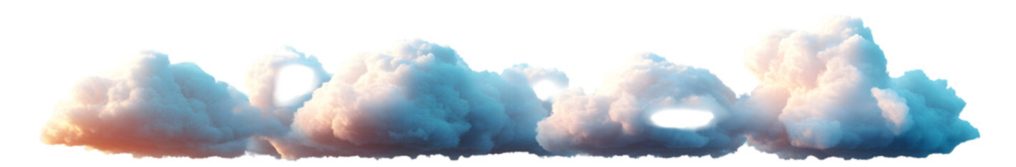 Fototapeta premium Fluffy Clouds Isolated on a Blue Sky Background, Ideal for Design Projects