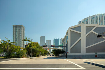 American street traffic light in Miami, Florida. USA transportation