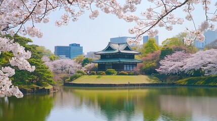 Obraz premium Blooming Sakura with White Flowers in Spring Season.
