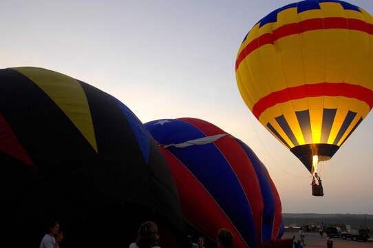 Hot air balloon racing start in Texas.