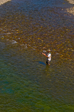 Flyfishing on the Snake River in Wyoming.
