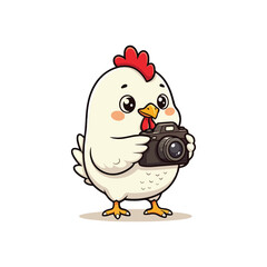 Cute Chicken Hen Standing Cartoon Vector Icon Illustration Animal Nature Icon Isolated Flat Vector