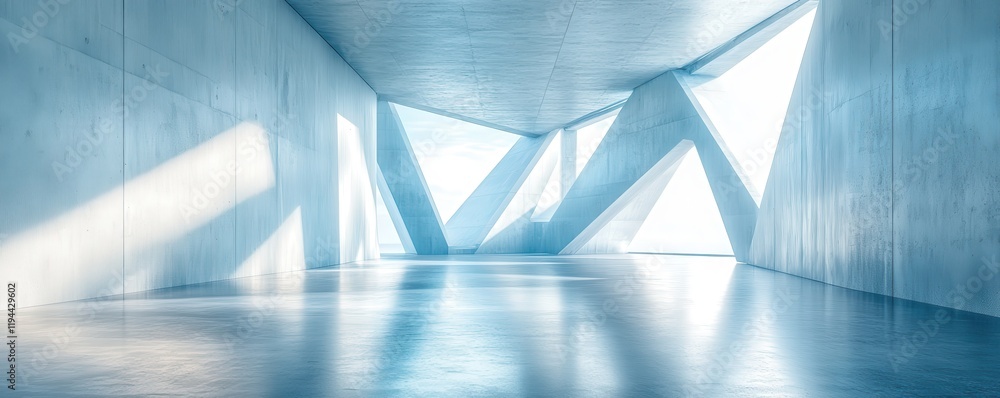 Poster abstract modern architecture with geometric concrete design and natural light