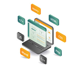 World of computers information technology concept illustration