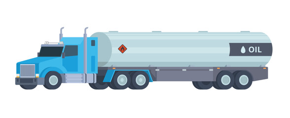 Semi-Trailer Oil Tanker Truck Vector Illustration. Fully Editable and Scalable Design