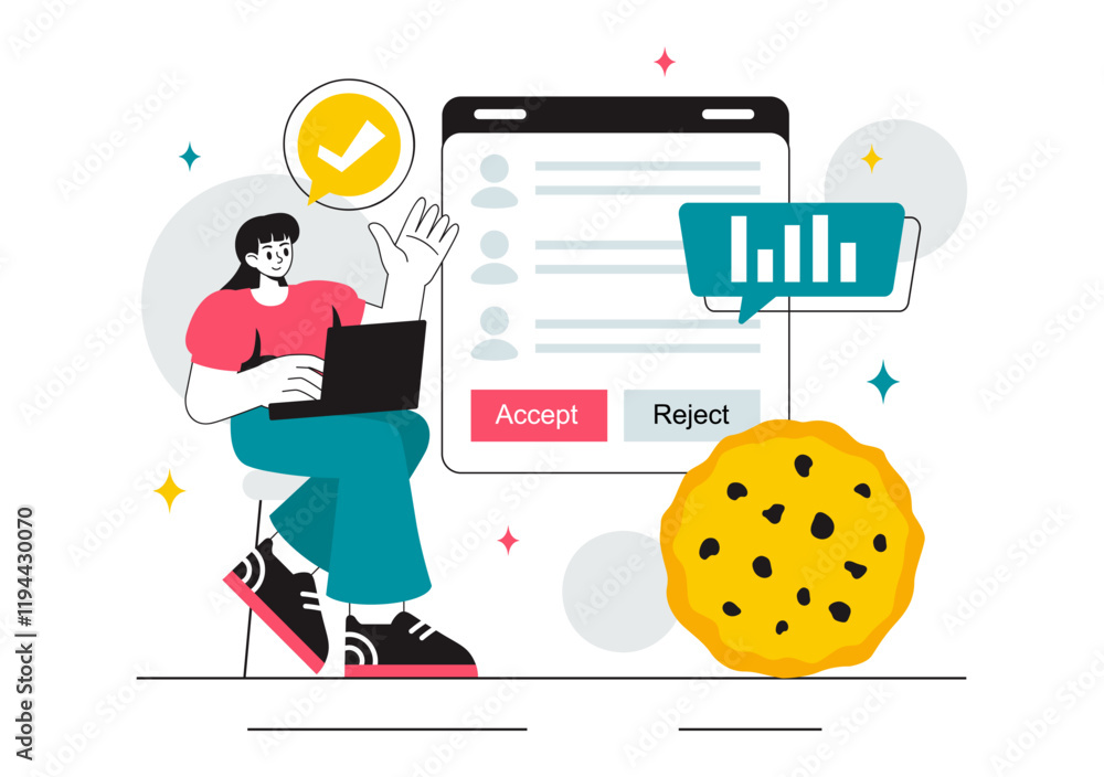 Canvas Prints internet cookies technology vector illustration featuring tracking cookie records of user browsing a