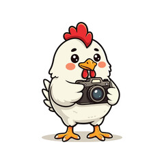Cute Chicken Hen Standing Cartoon Vector Icon Illustration Animal Nature Icon Isolated Flat Vector