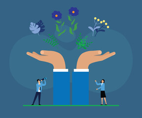 Sustainable Growth and Nurturing 2d flat vector illustrations