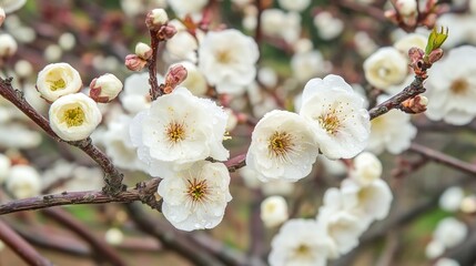 Blooming Sakura with White Flowers in Spring Season.