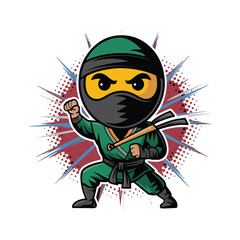 Cute Ninja Character vector, ninja fighter pose © DesignIMT
