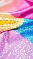 Colorful Sequined Fabric Texture Pastel Rainbow Sparkle Background