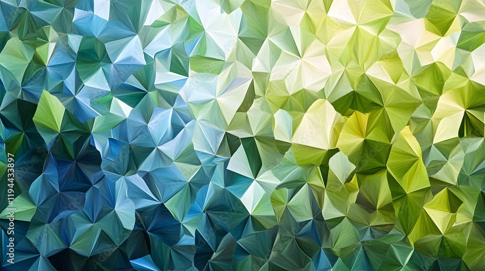 Poster abstract green blue triangular geometric pattern design