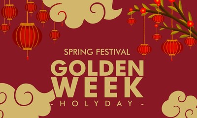 Happy Spring Festival Golden Week holiday. The Day of China illustration vector background