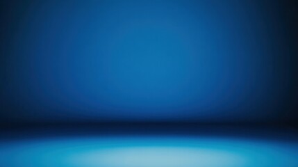 Panoramic abstract blue wall background for product presentation with sunlight and blurred shadows wall. Podium studio background