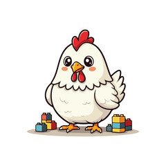 Cute Chicken Hen Standing Cartoon Vector Icon Illustration Animal Nature Icon Isolated Flat Vector