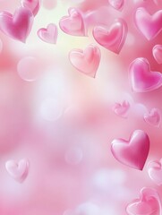 Pink Valentine background with hearts for St. Valentines Day, 14th of February