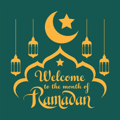 Welcome to the month of Ramadan, typography and calligraphy Design vector, element, Ramadan poster Design