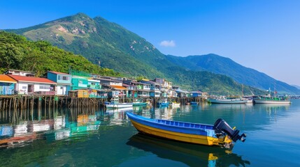 Picturesque Fishing Village by the Sea