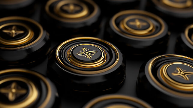 Four Luxury Black and gold buttons with premium stoked vector design, metallic sheen at the center vector, illustration