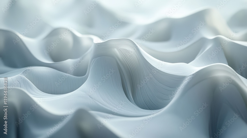Poster abstract wave-like patterns in smooth pale blue textures