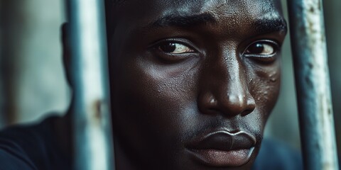 African American man in jail, facing the reality of life behind bars, evokes strong emotions about people in jail and the experiences they endure while behind bars.