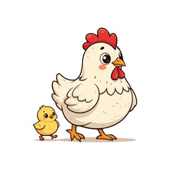 Cute Chicken Hen Standing Cartoon Vector Icon Illustration Animal Nature Icon Isolated Flat Vector